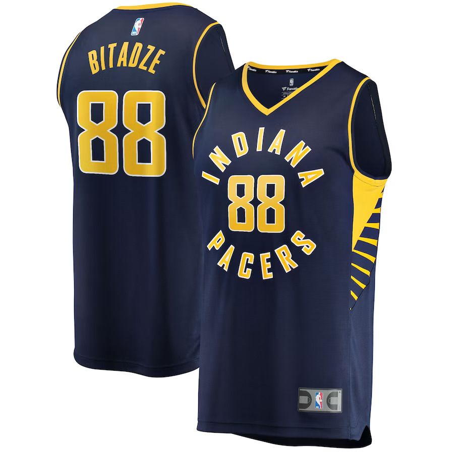 Men Indiana Pacers 88 Goga Bitadze Fanatics Branded Navy Fast Break Replica NBA Jersey